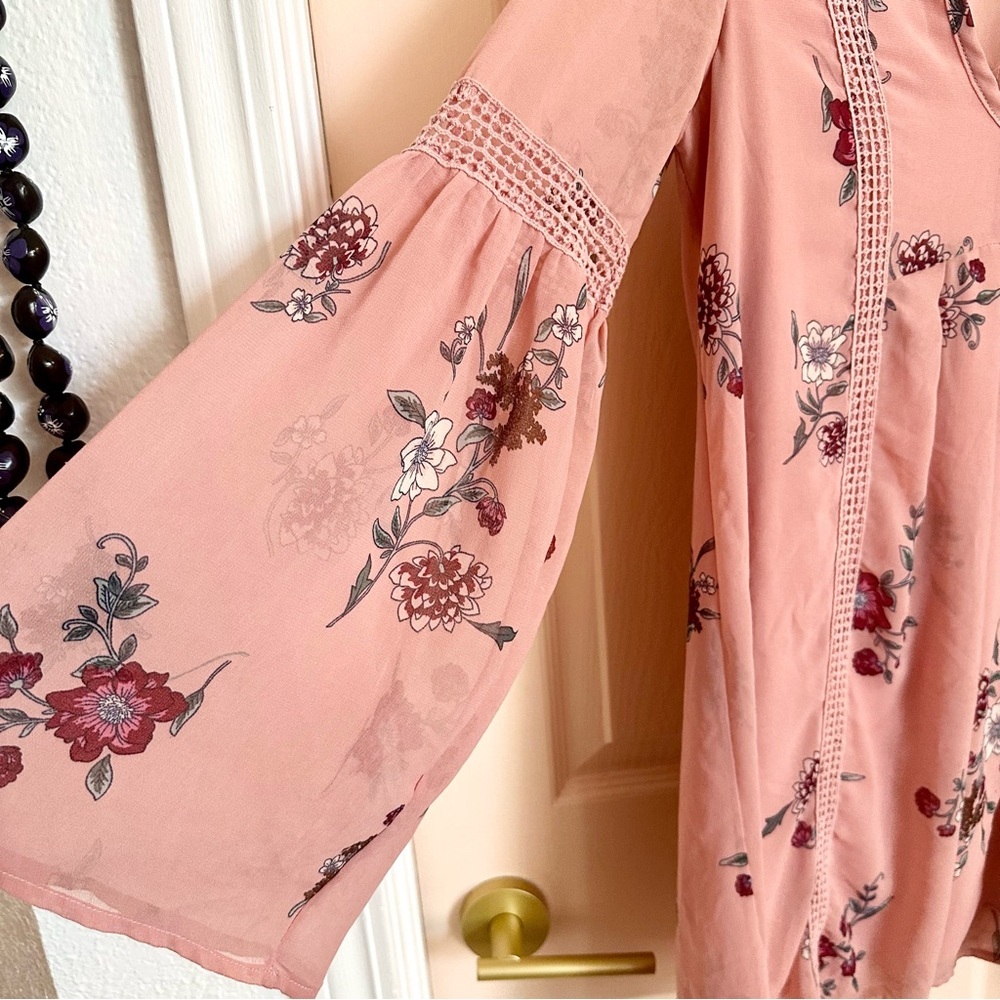 $5 SALE Pink floral sequin hearts dress - Picture 3 of 6
